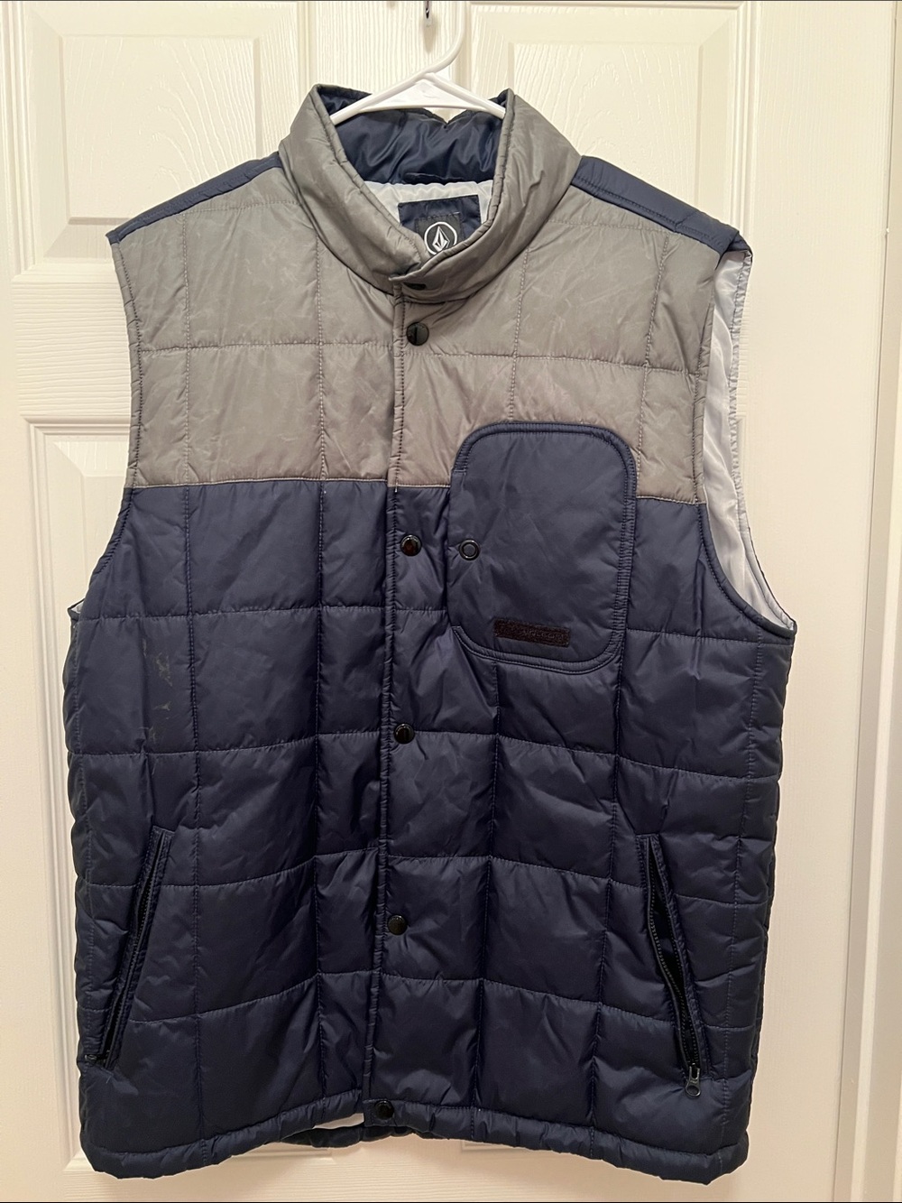 Volcom Men’s Quilted Navy and Gray Puffer Vest